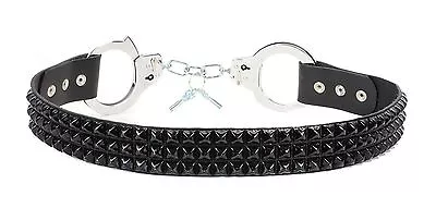 Handcuff Studded Leather Belt Punk MetalThrash Garage Band UK Style Rock • $44.99