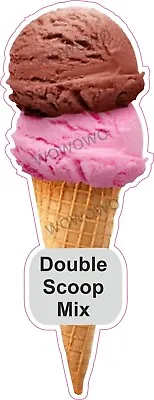 Ice Cream Van Sticker Double Scoop Mix Cone Waffle Trailer Stickers Decals • £2.95