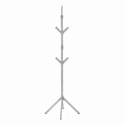 Coat Rack Hall Tree 8 Hooks Entryway 70 H Bedroom Metal Grey • $33.99