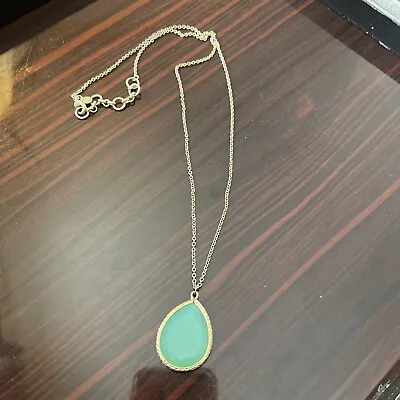 J.Crew Gold Chain Necklace With Teardrop Green Faceted Pendant • $6.99