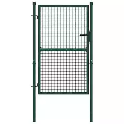 Fence Gate Metal Fence Post Garden Gate For Outdoor Patio Steel Green VidaXL • $212.99
