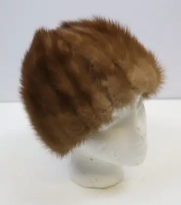 VINTAGE Genuine MINK Fur Women’s Brown Hat - Knit Stretch • $27.99