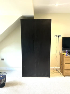 £33 • Buy Ikea Pax Black Double Wardrobe With Drawers