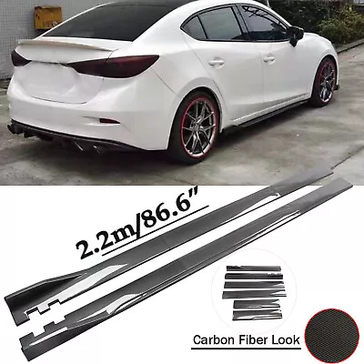 For Mazda 2 3 5 6 Jetta 86.6  Carbon Style+Side Skirts Rocker Panel Lip • $79.99