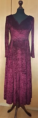£29 • Buy Charlotte Hatton  Red Velvet Low Back Long Dress Size 10 UK