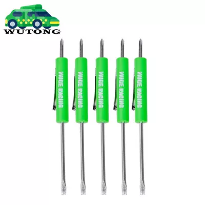 5pcs Mini Pocket Screwdriver Phillips & Flat Head Tip With Magnet And Clip Green • $8.99