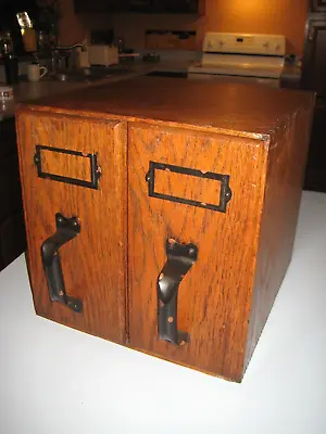 Antique Oak Vertical File Box 2 Drawers Office Globe Wernicke Shaw Walker? • £144.62