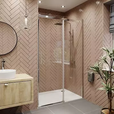 Sliding Shower Enclosure Door 8mm Glass Screen Frameless Premium Tray & Waste • £429.98