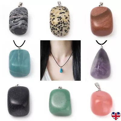 £3.89 • Buy Natural Gemstone Pendant Necklace Crystal Healing Chakra Tumbled Jewellery Reiki