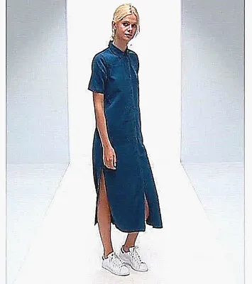 $50.99 • Buy NWT Designer $90 Premium DENIM Maxi Ankle SHIRT DRESS French Blue By Asos