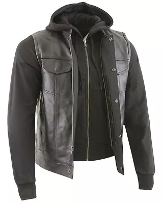 Milwaukee Leather Men's Club Style Zip Front Vest And Full Sleeve Hooded Jacket • $144.99