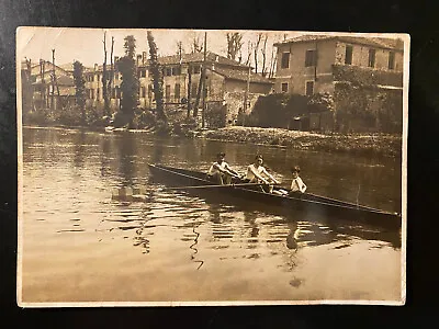 Vintage Photo Italy Riviera Italian Row Rowing Sweep Rowing Oars Antique • $16