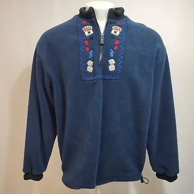 Vintage Sumac Canada Fleece Sweatshirt Poker Embroidered 1/4 Zip Made In Canada • $14.90