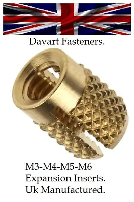 M3-M4-M5-M6 Threaded Insert Solid Brass Grip-Lock Expansion Easy Press-in Insert • £4.85