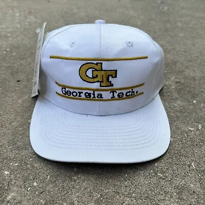 Vintage Georgia Tech Yellow Jackets SnapBack Hat Cap The Game Script NWT 90s Nos • $28