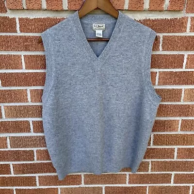 LL Bean Lambs Wool/ Cashmere Blend Sweater Vest Mens Size Medium Gray V Neck • $24.99