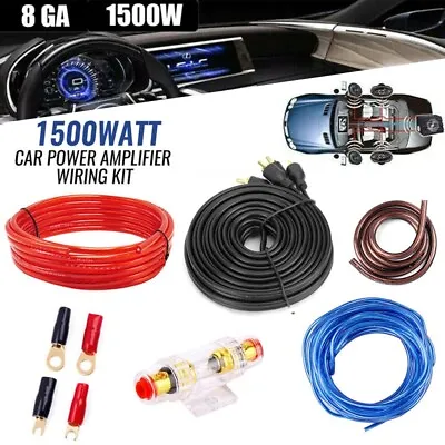 1500W Car Amplifier Wiring Kit 8 Gauge Amp Audio Subwoofer RCA Power Cable UK • £7.49