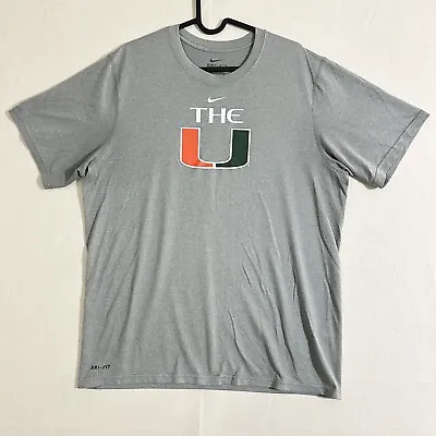 Nike Men's Miami Hurricanes Dri-Fit S/S T-Shirt Grey Size Medium • $16.98