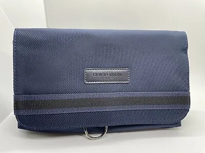 Giorgio Armani Toiletry Bag Grooming Shave Case Hanging Travel Pouch Navy NWT • $19.95