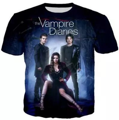 Fashion TV The Vampire Diary 3D Print T-Shirt Women/Men's Casual Short Sleeve 1 • £8.39