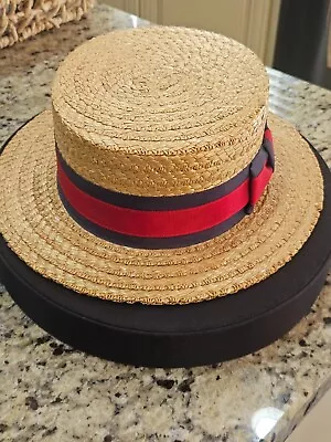 Men's Herbert Johnson Vintage Straw Boater Hat-made In London England-hat Unworn • $125
