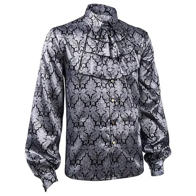 Hot Men Retro Steampunk Printed Medieval Top Victorian Punk Shirt Party Prom Cos • $31.61