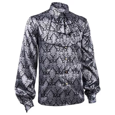 Men Retro Steampunk Folded Collar Medieval Top Trendy Victorian Punk Style Shirt • $32.56