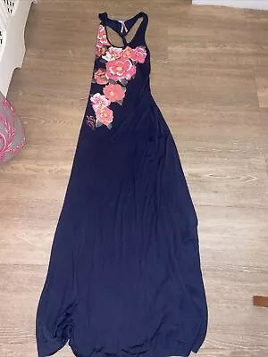 Lipsy London- Women's Size 10 Navy Maxi Sleeveless Long Dress Racer Back • £9.99