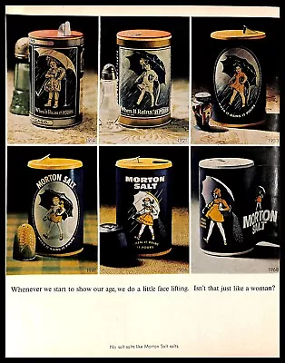 1968 Morton Salt Vintage PRINT AD Package Evolution Seasoning Umbrella Girl • $12.99