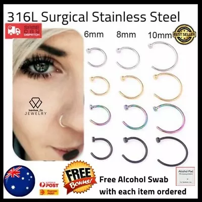 $3.99 • Buy Nose Lip Ear Ring Hoop Rings Body Piercing Ear Rings Earring Stud AUS Jeweller