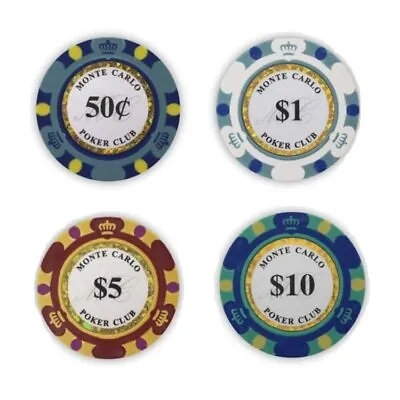 Low Stakes Cash Game Monte Carlo Poker Chips Set Bulk - Ideal $0.50/$1 Blinds • $79.99