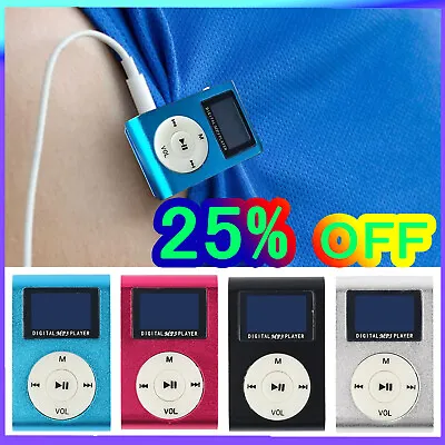 Portable Mini MP3 Music Player USB Clip LCD Screen Support Micro SD TF Card • £4.94