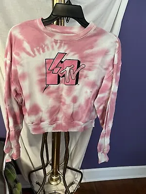 MTV Pink Tie Dye Logo Crop Top T Shirt Women’s  Size Small • £11.58