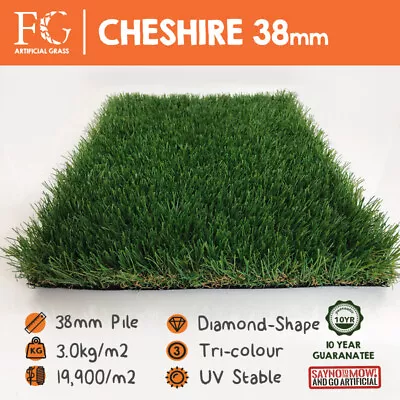 38mm Cheshire Artificial Grass European Fake Lawn/ Turf / Astro - 4m & 2m Widths • £0.99