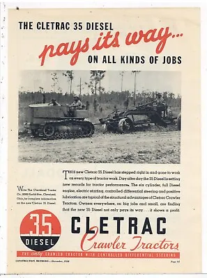 1934 Cleveland Tractor CLETRAC Ad: Model 35 Diesel  - Pulling Road Grader - OhiO • $17.76