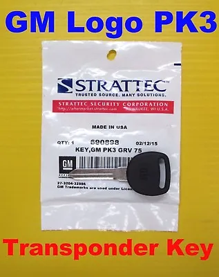 $19.92 • Buy NEW GM Logo PK3 Transponder Chip Key Blank 75 GRV B99 B99-PT 690898 SEALED