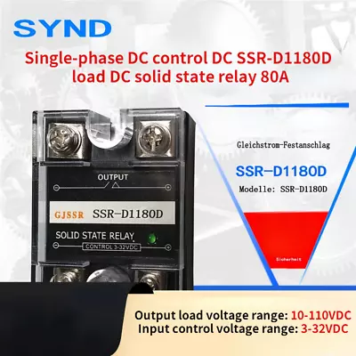 Single-phase DC Control DC SSR-D1180D Load DC Solid State Relay 80A • $41.85