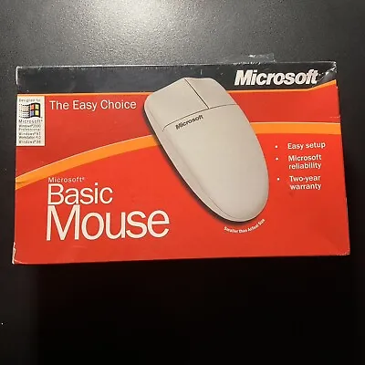 Vintage MICROSOFT Basic Mouse 1.0 PS/2 Windows 98 2000 Computer Wired Brand • $18