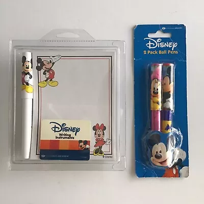 Vintage Disney Mickey & Minnie Mouse Pen Notepad SET 1994 & 2 Ballpoint Pen LOT • $19.96