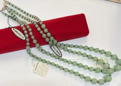 Mona So Silver Tone Green Gemstone Necklace X2 Nos Lazarus With Tags $24.99 Each • $19.99