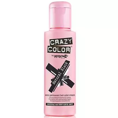 Crazy Color Semi Permanent Hair Dye - Natural Black 100ml (002284) • £3.95