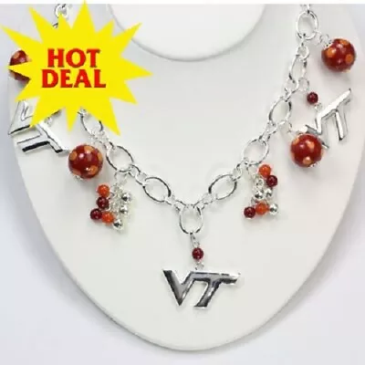 Virginia Tech Hokies Silver Necklace NCAA Jewelry Women's Gift • $15.99