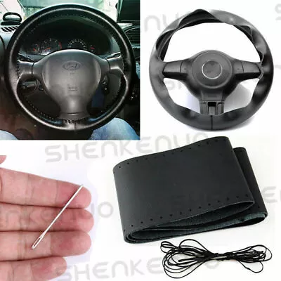 Funda Para Volante De Coche DIY De Cuero Genuino Antideslizante Para 15  /38 Cm • $13.75