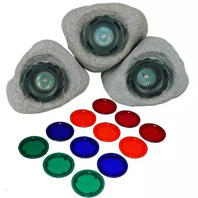 Underwater Submersible Pond And Garden Rock Light Set Of 3 Lights And Lenses • £49.99