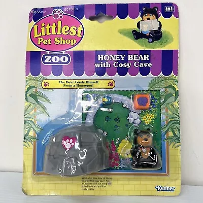 Vintage New 1993 Littlest Pet Shop Zoo Honey Bear With Cosy Cave Set LPS NRFP • $96.50