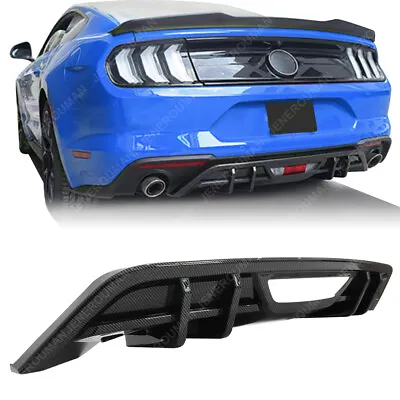 Carbon Fiber Style Rear Bumper Diffuser Lip Fits 2018-2023 Ford Mustang EcoBoost • $189.99