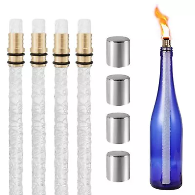 4 Sets Wine Bottle Torch Kit Long Life Torch Wicks For Outdoor Torch Decor • $25.50