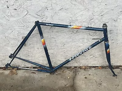 Vintage Peugeot Bordeaux Blue Frame + Fork 57 Cm 55 Cm Top Tube 126 Mm 80s Road • $149.99