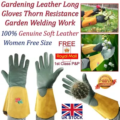 LTG Ladies Gardening Leather Long Gloves Thorn Resistance Work Garden Safety DIY • £6.99