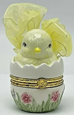 Mud Pie Baby Chick In Egg Trinket Box With Inside Butterfly 1999 Mudpie • $25.95